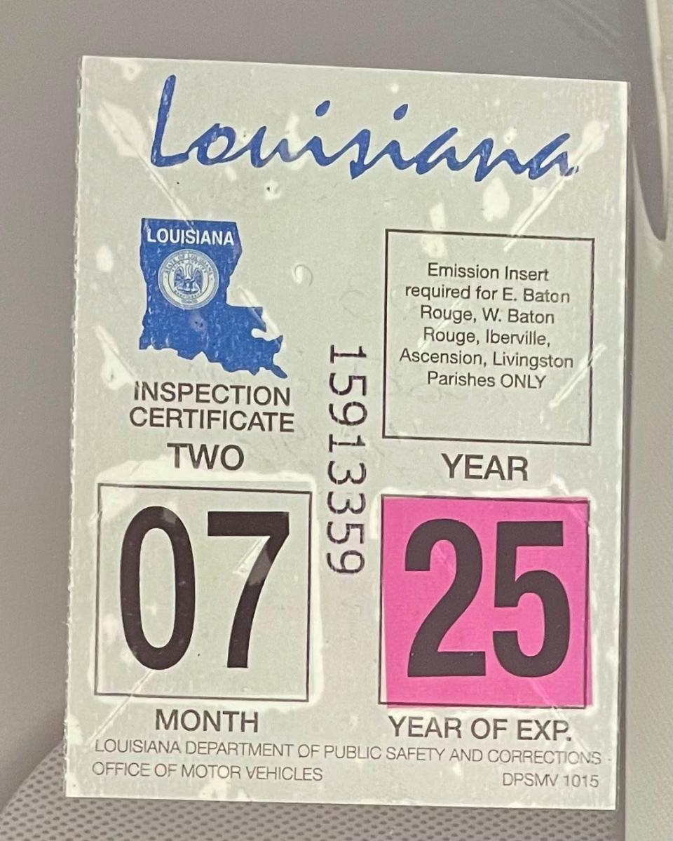 Louisiana is one of 11 states that requires vehicle inspection stickers.