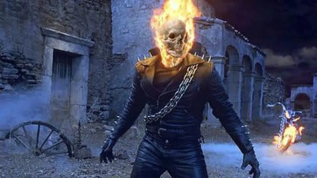 Nicolas Cage as Johnny Blaze in "Ghost Rider: Spirit of Vengeance."<p>Sony Pictures</p>
