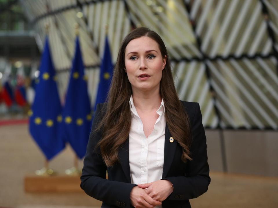 Finish Prime Minister Sanna Mirella Marin arrives for an EU Summit on July 17, 2020 in Brussels, Belgium.