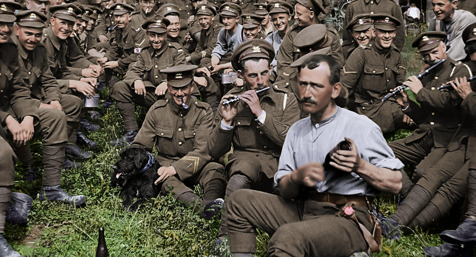 This image released by Warner Bros. Entertainment shows a scene from the WWI documentary "They Shall Not Grow Old," directed by Peter Jackson. (Warner Bros. Entertainment via AP)