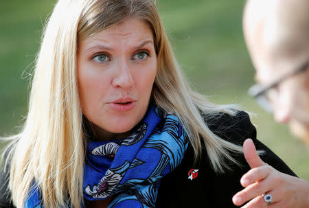 Beatrice Fihn, Executive Director of the International Campaign to Abolish Nuclear Weapons (ICAN), attends an interview with Reuters outside the United Nations office in Geneva, Switzerland, October 26, 2018. REUTERS/Denis Balibouse