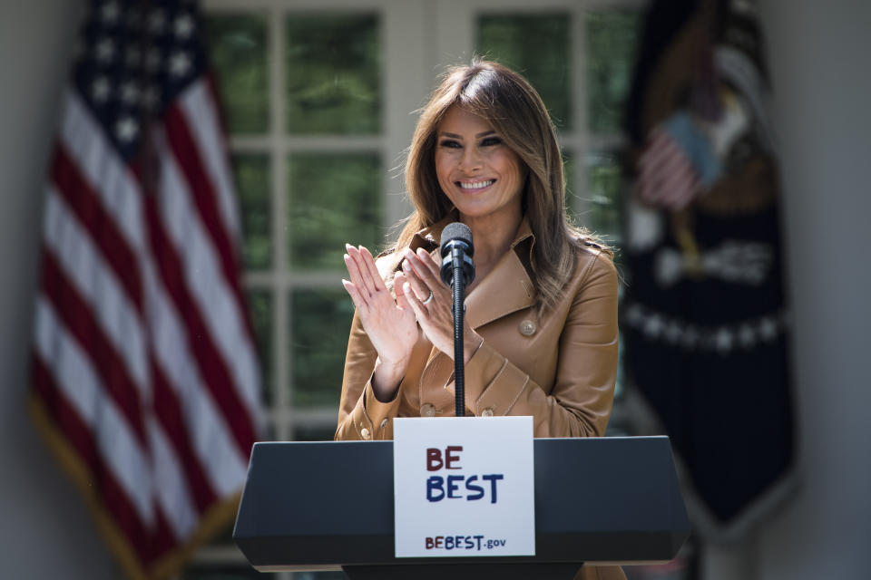 Melania Trump was in New York on President Trump’s birthday. (Photo: Getty Images)