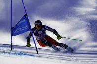 Canada's Broderick Thompson competes during a men's World Cup super-G skiing race Thursday, Dec. 2, 2021, in Beaver Creek, Colo. (AP Photo/Robert F. Bukaty)