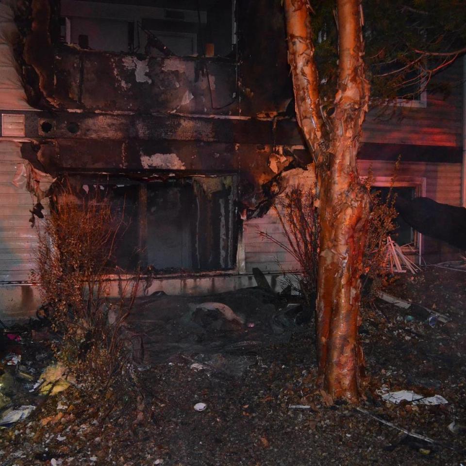 The Boise Fire Department prevented the fire from spreading beyond the lower two floors of the apartment buidling on North Lakeharbor Lane near Silver Lake in Northwest Boise.