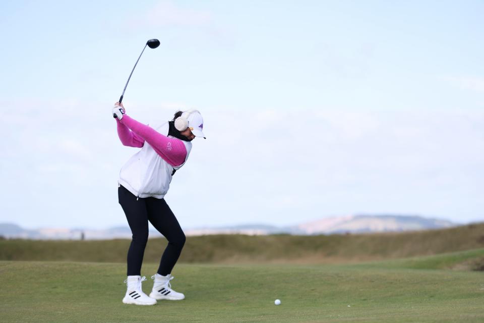 ST ANDREWS, SCOTLAND - AUGUST 22: Linn Grant of Sweden plays a shot during Day One of the AIG Women's Open at St Andrews Old Course on August 22, 2024 in St Andrews, Scotland. (Photo by Morgan Harlow/R&A/R&A via Getty Images)