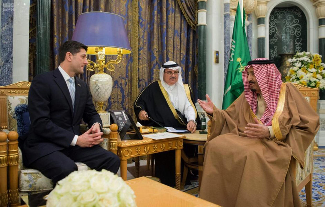 Speaker Paul Ryan made a big goodwill gesture to Saudi Arabia and its King Salman. (Photo: ASSOCIATED PRESS)