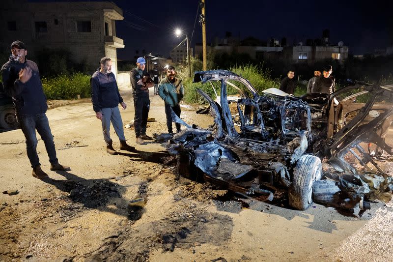 Aftermath of an Israeli airstrike on a vehicle, in Jenin