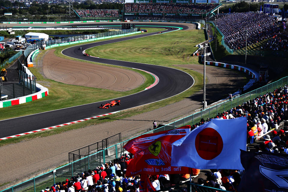 SUZUKA, JAPAN - OCTOBER 13: Sebastian Vettel of Germany driving the (5) Scuderia Ferrari SF90 on track during the F1 Grand Prix of Japan at Suzuka Circuit on October 13, 2019 in Suzuka, Japan. (Photo by Dan Istitene/Getty Images)