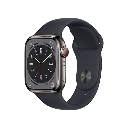 Apple Watch Series 8 [GPS + Cellular 41mm] Smart Watch w/ Graphite Stainless Steel Case w/ Midn…