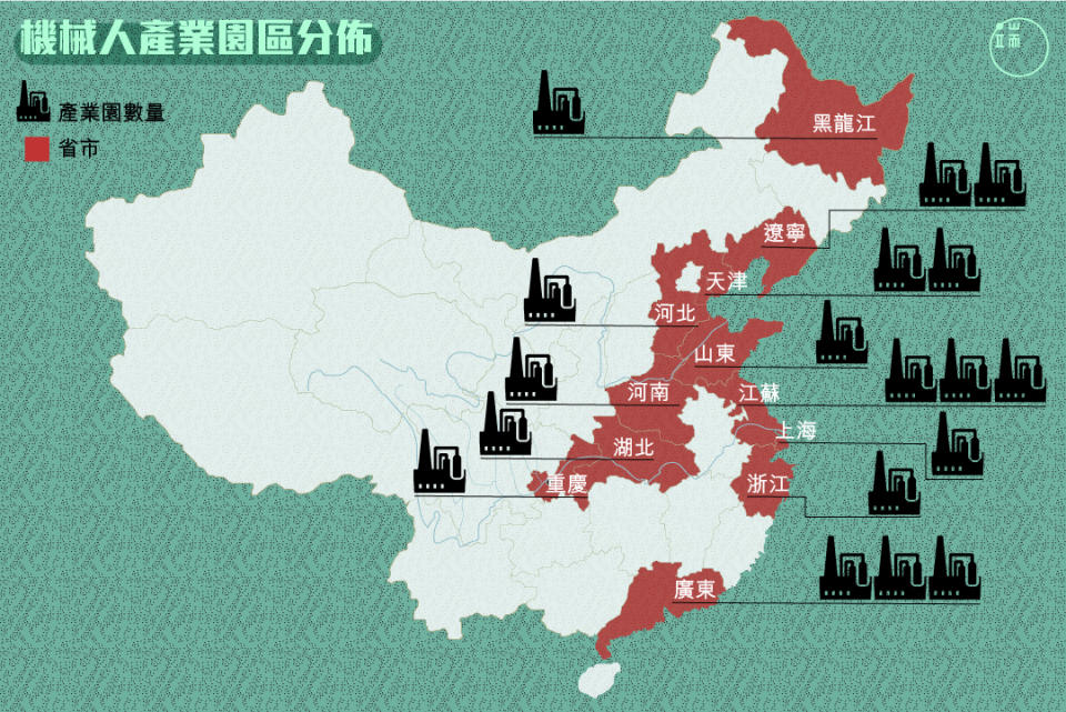 中國有哪些省市區已經積極投入到機械人產業中？