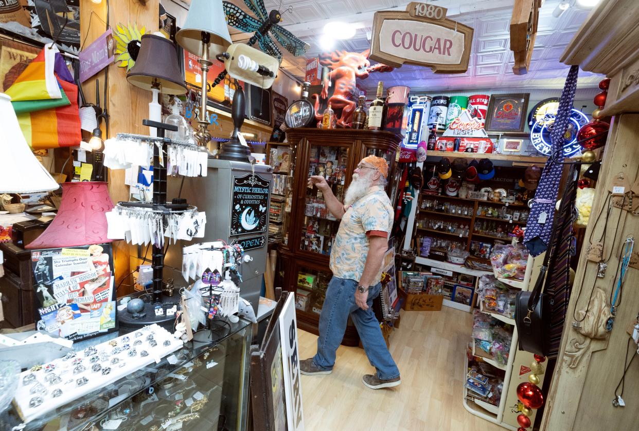 Dave Hale, co-owner of The Backroad Gypsy Oddities & Collectibles shop in Massillon, said shelves are updated weekly with new unique items.