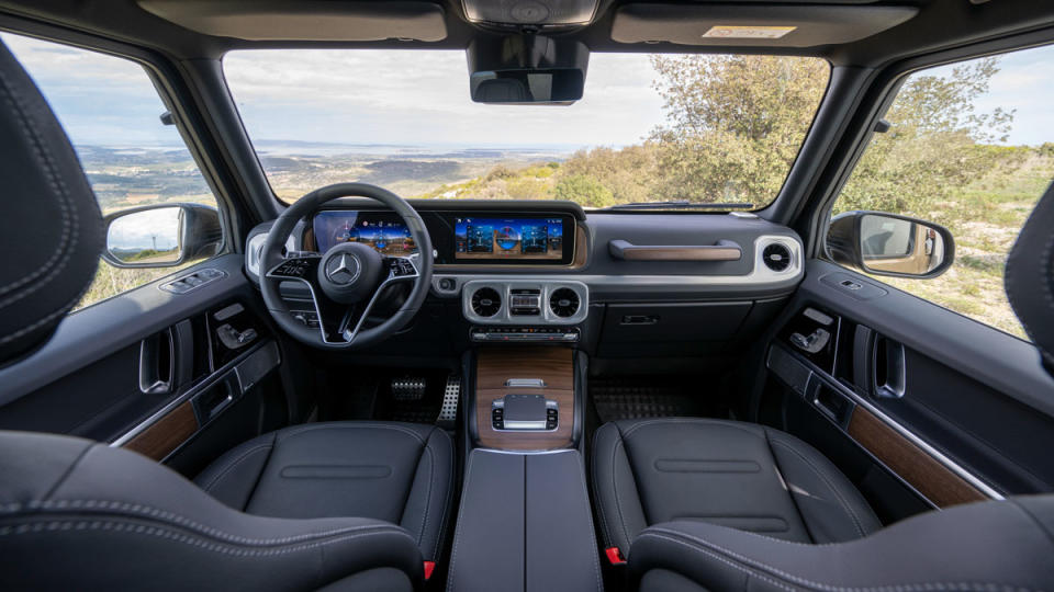 The interior of an all-electric Mercedes-Benz G 580.