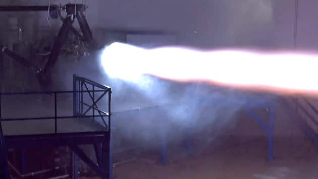 Raptor rocket engine firing