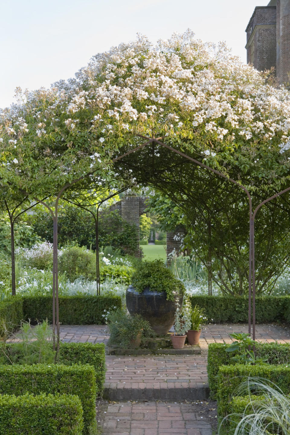 11. Create a focal point with a rose-covered pergola