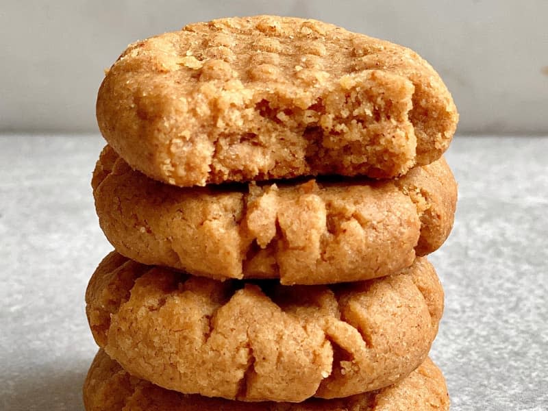 Stack of peanut butter cookies.