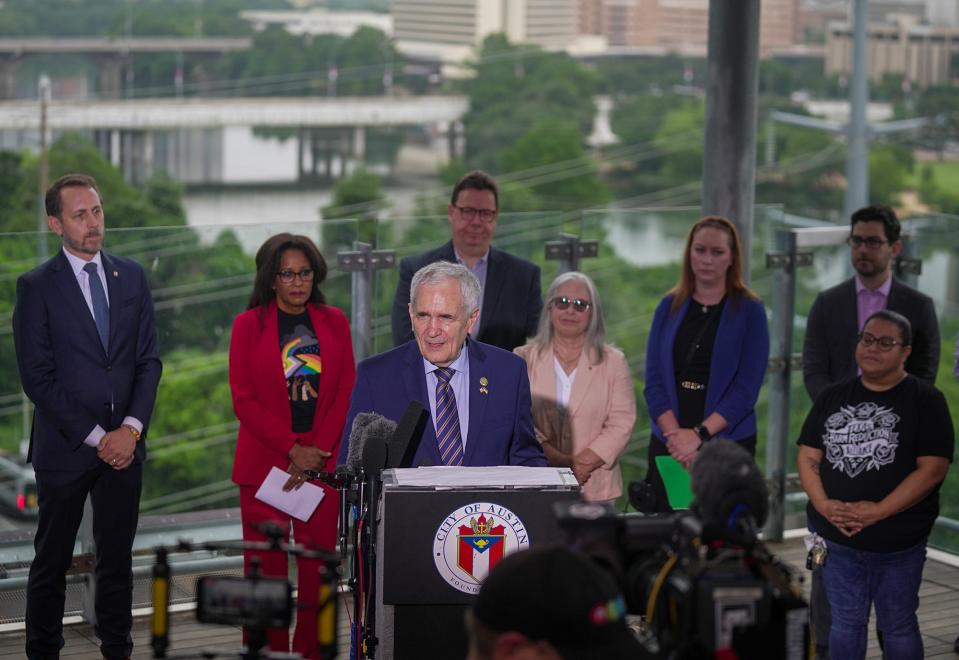 U.S. Rep. Lloyd Doggett, D-Austin, and other officials spoke at the news conference about the need for intervention in the opioid overdose epidemic in Austin and Travis County.