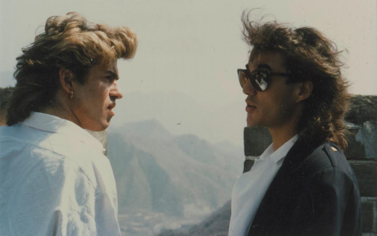 George Michael and Andrew Ridgeley on the Great Wall of China - Lindsay Anderson Archive