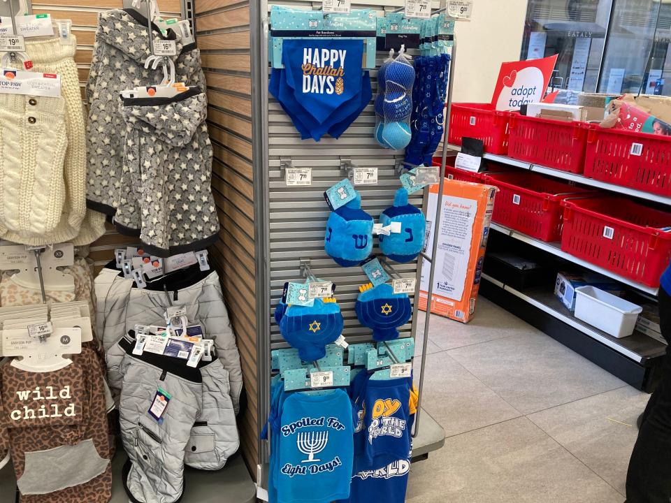 The Hanukkah section at PetSmart.