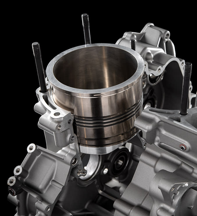 汽缸本體採用鋁製，能降低重量與加強冷卻效率。(圖片來源/ Ducati)