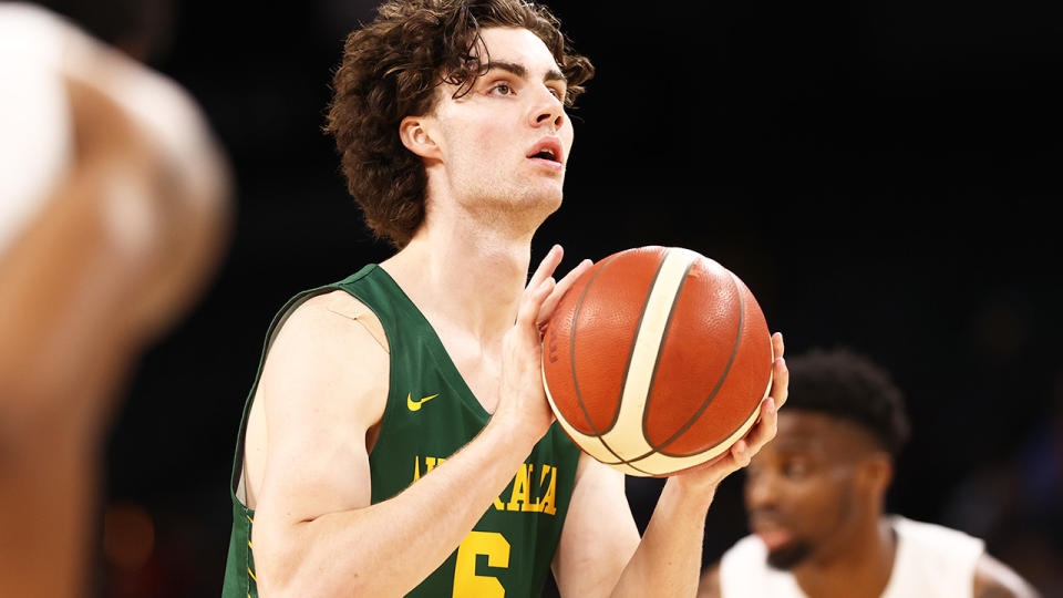 Josh Giddey, pictured here in action for the Boomers against Nigeria.