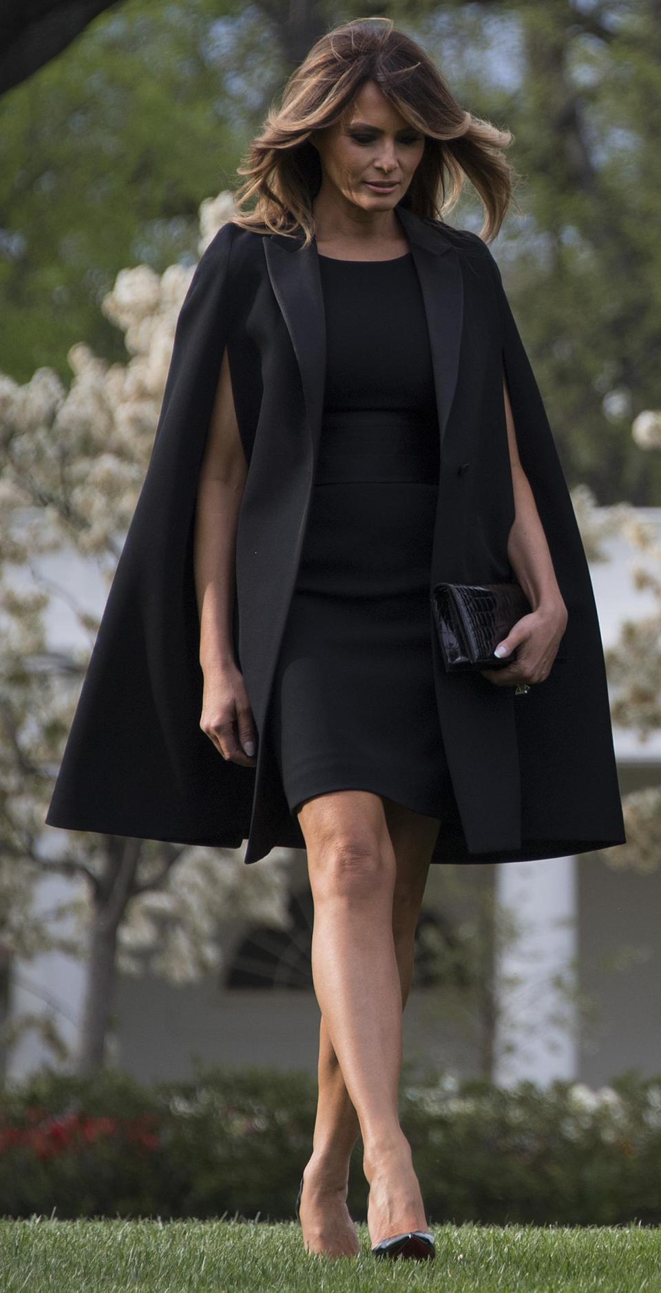 Melania Trump walks outside the White House as US President Donald Trump welcome French President Emmanuel Macron and his wife Brigitte Macron (AFP/Getty Images)