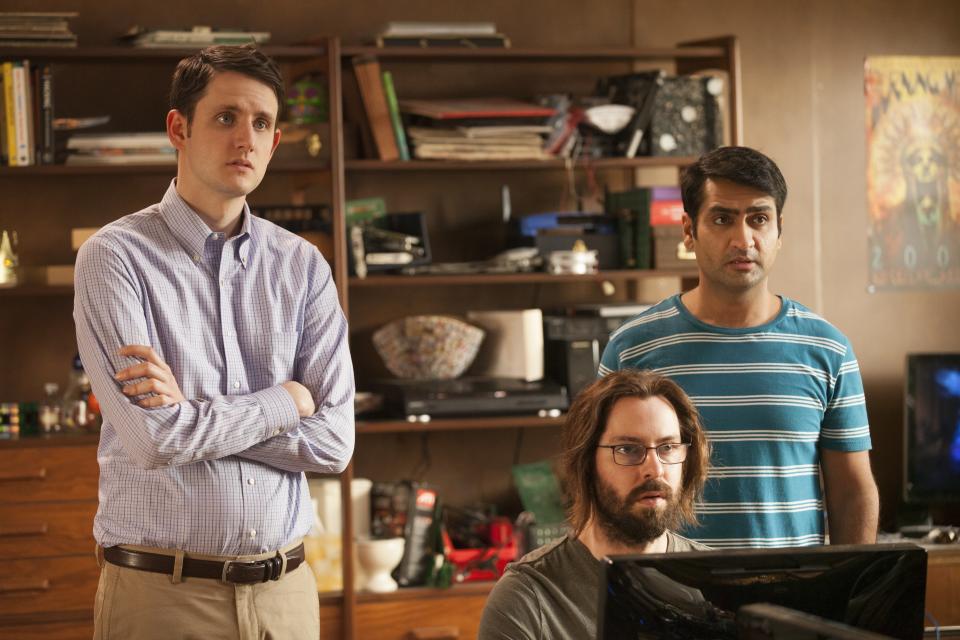 Zach Woods, Martin Starr and Kumail Nanjiani as Jared Dunn, Gilfoyle and Dinesh in "Silicon Valley". (Photo: HBO)