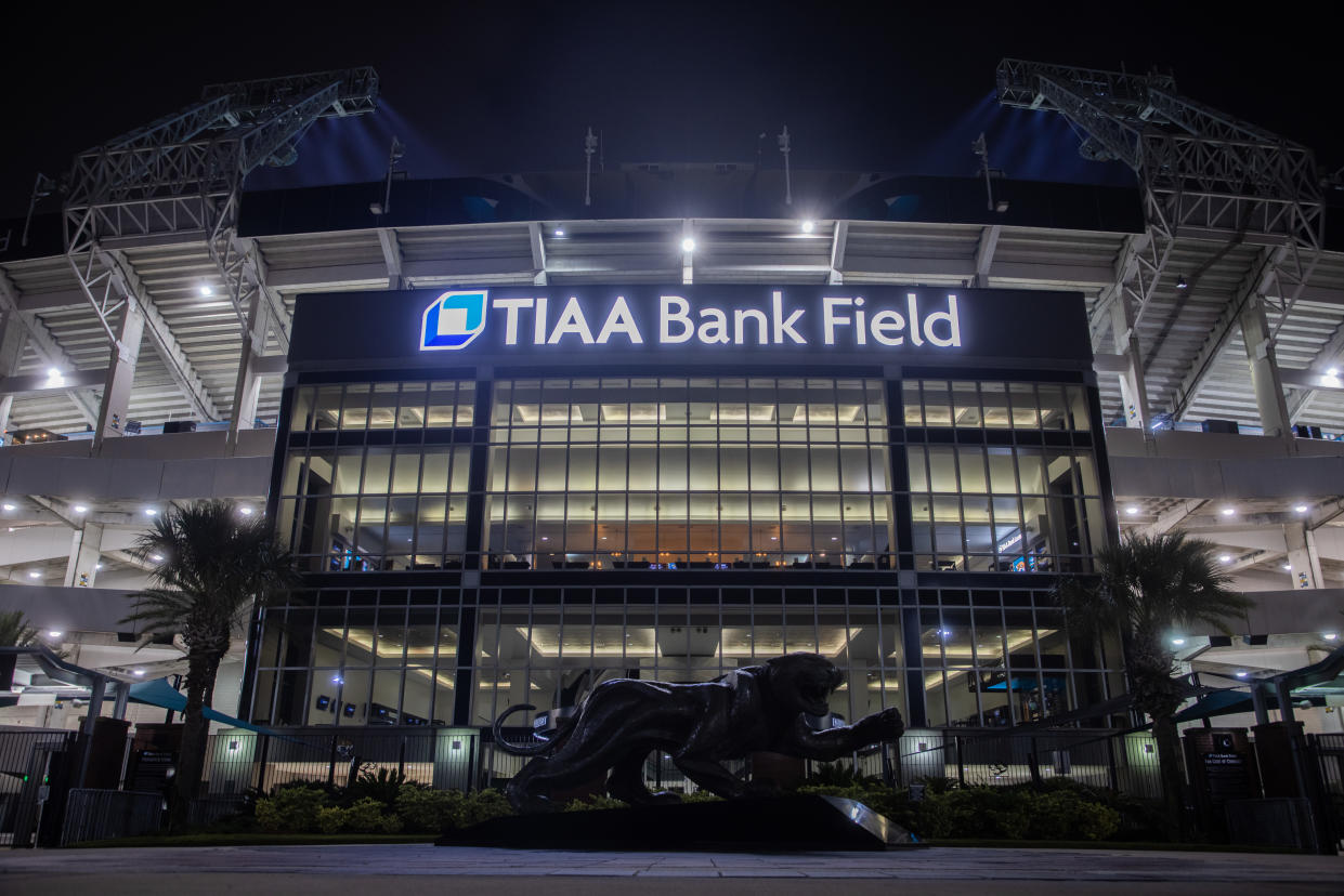 Due to Hurricane Ida, the Saints will play their first home game of the 2021 season at TIAA Bank Field in Jacksonville, the home of the Jaguars. (Photo by James Gilbert/Getty Images)
