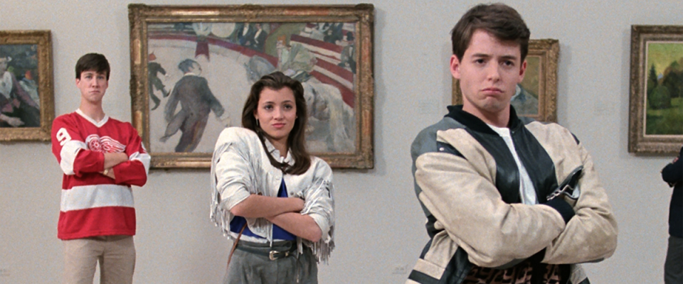 Alan Ruck, Mia Sara and Matthew Broderick in 'Ferris Beuller's Day Off'. (Credit: Paramount Pictures)