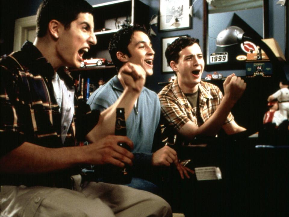 Jason Biggs, Thomas Ian Nicholas and Eddie Kaye Thomas plot to lose their virginities in 1999’s ‘American Pie’ (Moviestore/Shutterstock)