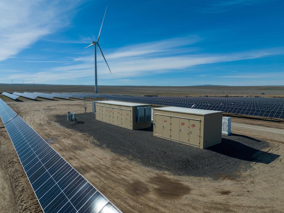 Wheatridge Solar, Wind and Battery Energy Center in Lexington, Oregon on March 10, 2022.
