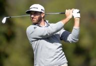 February 19, 2017; Pacific Palisades, CA, USA; Dustin Johnson hits from the fourth hole tee box during the final round of the Genesis Open golf tournament at Riviera Country Club. Mandatory Credit: Gary A. Vasquez-USA TODAY Sports