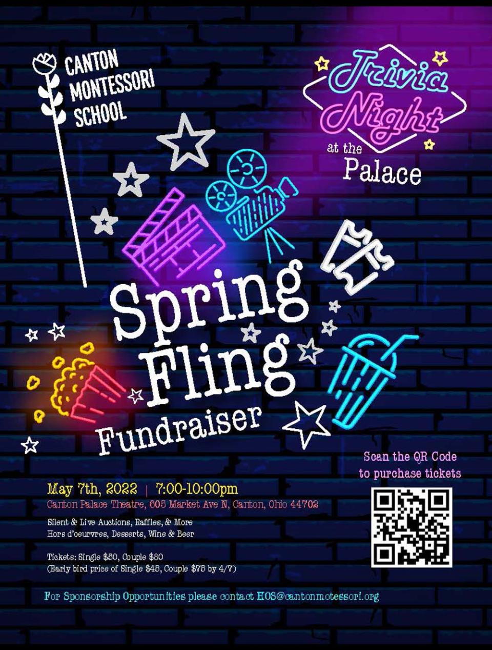 Canton Montessori School will hold a "Spring Fling Fundraiser: Trivia Night" from 7 to 10 p.m. on Saturday at the Canton Palace Theatre