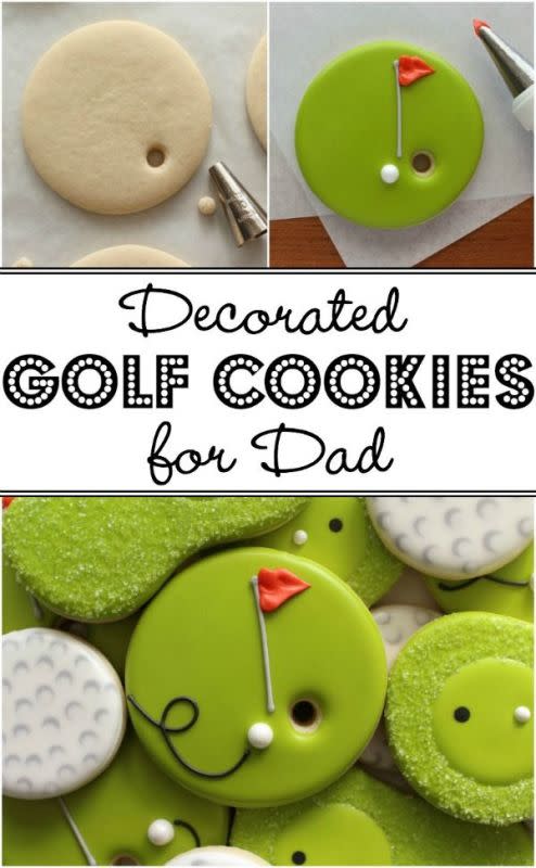 <p>Sweet Sugar Belle</p><p>Dad will love biting into one of these sweet mini golf courses.</p><p><strong>Get the recipe: <a href="https://www.sweetsugarbelle.com/2015/05/decorated-golf-cookies/" rel="nofollow noopener" target="_blank" data-ylk="slk:Decorated Golf Cookies;elm:context_link;itc:0;sec:content-canvas" class="link rapid-noclick-resp">Decorated Golf Cookies</a></strong></p><p><strong>Related: <a href="https://parade.com/1145668/nettiemoore/dunkin-donuts-copycat-recipes/" rel="nofollow noopener" target="_blank" data-ylk="slk:30 Best Dunkin' Donuts Recipes;elm:context_link;itc:0;sec:content-canvas" class="link rapid-noclick-resp">30 Best Dunkin' Donuts Recipes</a></strong></p>