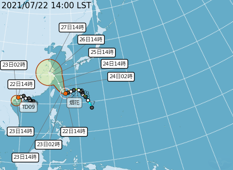 烟花颱風過去三小時幾乎滯留在相同位置。（圖／翻攝自中央氣象局網站）