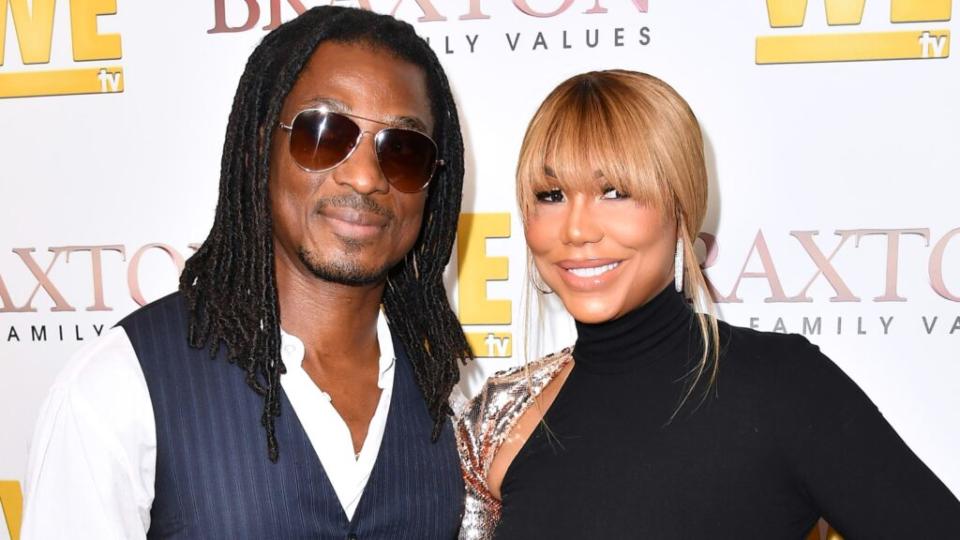 David Adefeso and Tamar Braxton are seen in April 2019 when We TV celebrated the premiere of “<span class="caas-xray-inline-tooltip"><span class="caas-xray-inline caas-xray-entity caas-xray-pill rapid-nonanchor-lt" data-entity-id="Braxton_Family_Values" data-ylk="cid:Braxton_Family_Values;pos:2;elmt:wiki;sec:pill-inline-entity;elm:pill-inline-text;itc:1;cat:TvSeries;" tabindex="0" aria-haspopup="dialog"><a href="https://search.yahoo.com/search?p=Braxton%20Family%20Values" data-i13n="cid:Braxton_Family_Values;pos:2;elmt:wiki;sec:pill-inline-entity;elm:pill-inline-text;itc:1;cat:TvSeries;" tabindex="-1" data-ylk="slk:Braxton Family Values;cid:Braxton_Family_Values;pos:2;elmt:wiki;sec:pill-inline-entity;elm:pill-inline-text;itc:1;cat:TvSeries;" class="link ">Braxton Family Values</a></span></span>” at Doheny Room in West Hollywood. (Photo by Earl Gibson III/Getty Images for WE tv)