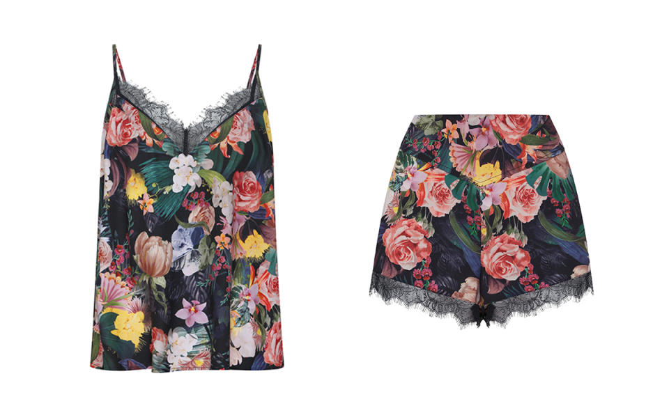 Drama Cami in Floral Print, $59.99 and matching shorts, $49.99. Photo: Bras N Things (supplied).