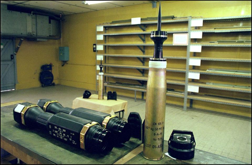 warehouses where the french army will store all weapons tipped with depleted uranium in brienne le chateau, france on january 10, 2001