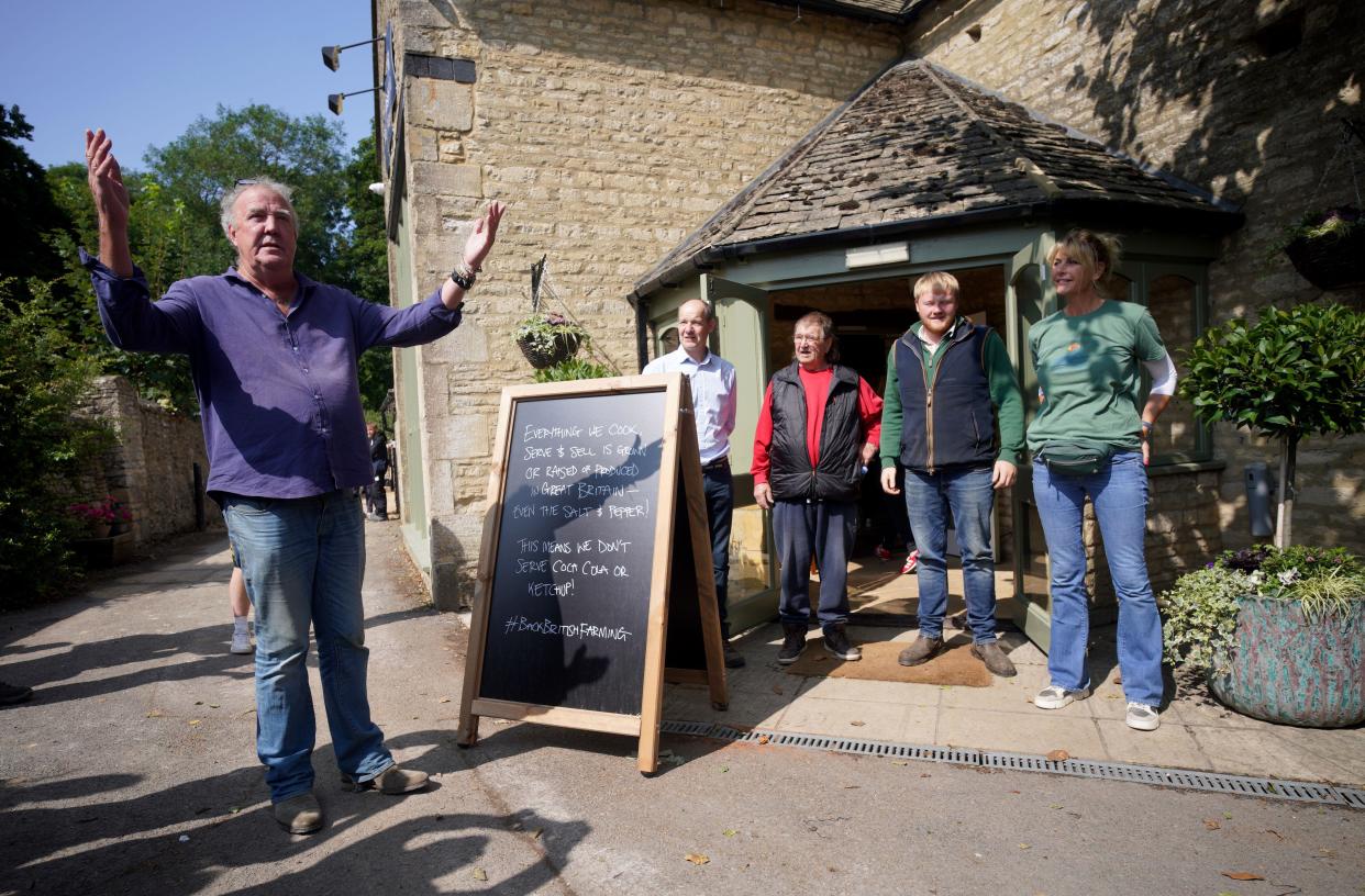 Jeremy Clarkson outside his pub