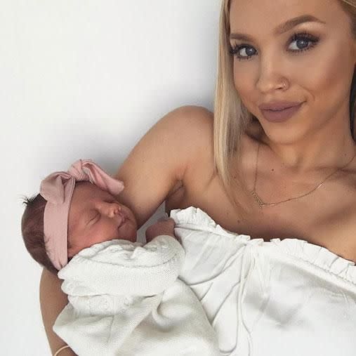 Tammy with her new daughter Saskia Rose. Photo: Instagram/tammyhembrow