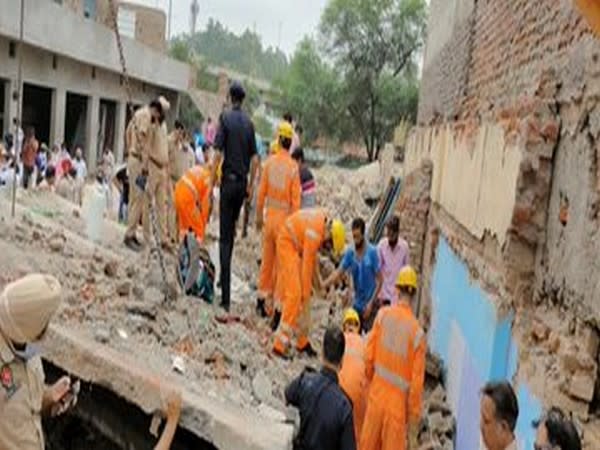 A visual from the building's roof collapse incident in Dera Bassi, Punjab on Thursday. [Photo: ANI]