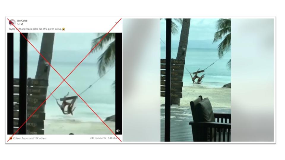<span>A screenshot comparison of the video in the false post (left) and the post from 2018 (right).</span>