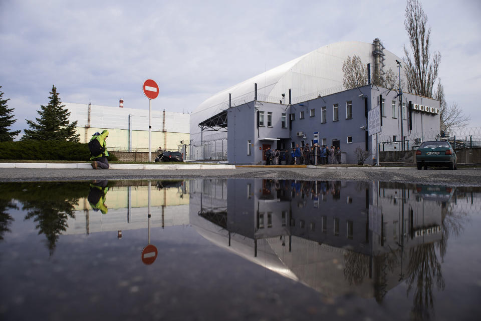 A view of the new safe confinement over the unit 4 at the Chernobyl nuclear power plant in the Exclusion Zone, Ukraine. (Photo: Vitaliy Holovin/Corbis via Getty images)