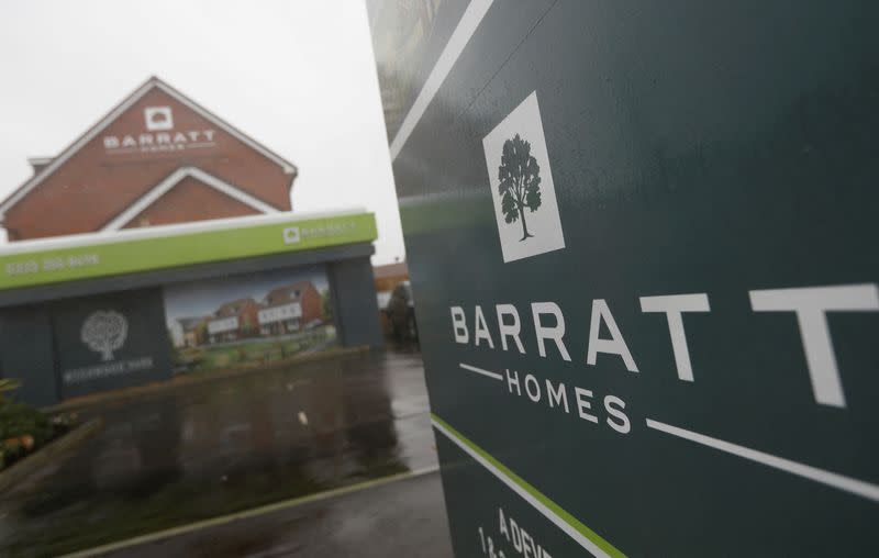 FILE PHOTO: A Barrett sign at a Barratt housing development near Haywards Heath