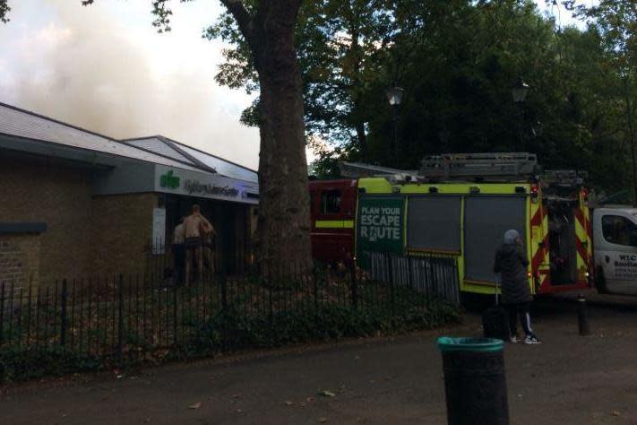 Leisure centre users can be seen partly dressed outside after evacuating the building (Becky Jones)