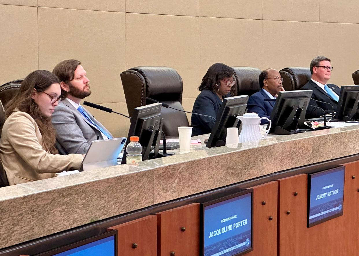 Tallahassee city commissioners meet Wednesday, April 10, 2024, to vote on proposed amendments to the city charter. They voted 3-2 in favor of allowing voters decide in November whether to increase their pay from $45,000 to $90,000, which is what county commissioners earn.