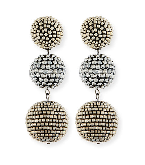 <p><strong>Kenneth Jay Lane</strong> earrings, $88, neimanmarcus.com</p><p><a rel="nofollow noopener" href="http://www.neimanmarcus.com/Kenneth-Jay-Lane-Beaded-Gunmetal-Triple-Drop-Earrings/prod203440034_cat000686__/p.prod?i" target="_blank" data-ylk="slk:BUY NOW;elm:context_link;itc:0;sec:content-canvas" class="link ">BUY NOW</a></p>