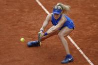 Tennis - French Open - Roland Garros - Eugenie Bouchard of Canada vs Timea Bacsinszky of Switzerland - Paris, France - 26/05/16. Eugenie Bouchard returns the ball. REUTERS/Pascal Rossignol