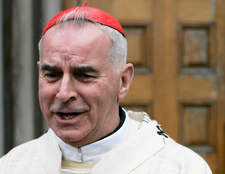 FILE PHOTO: Cardinal Keith O'Brien speaks to the media outside St.Mary's Cathedral in Edinburgh, Scotland, Britain May 31, 2007. REUTERS/David Moir/File Photo