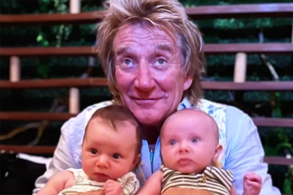 <p>Rod Stewart/Instagram</p> Rod Stewart and grandsons Otis and Louie