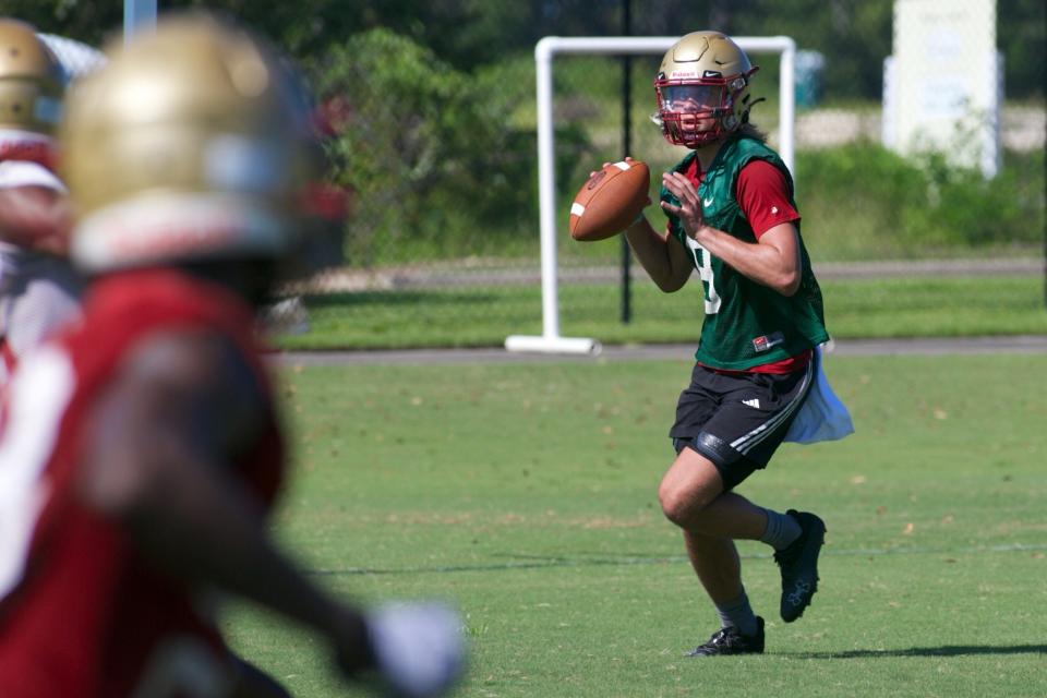 Florida High football players participate in the first day of high school practice on August 1, 2022, at Florida High.